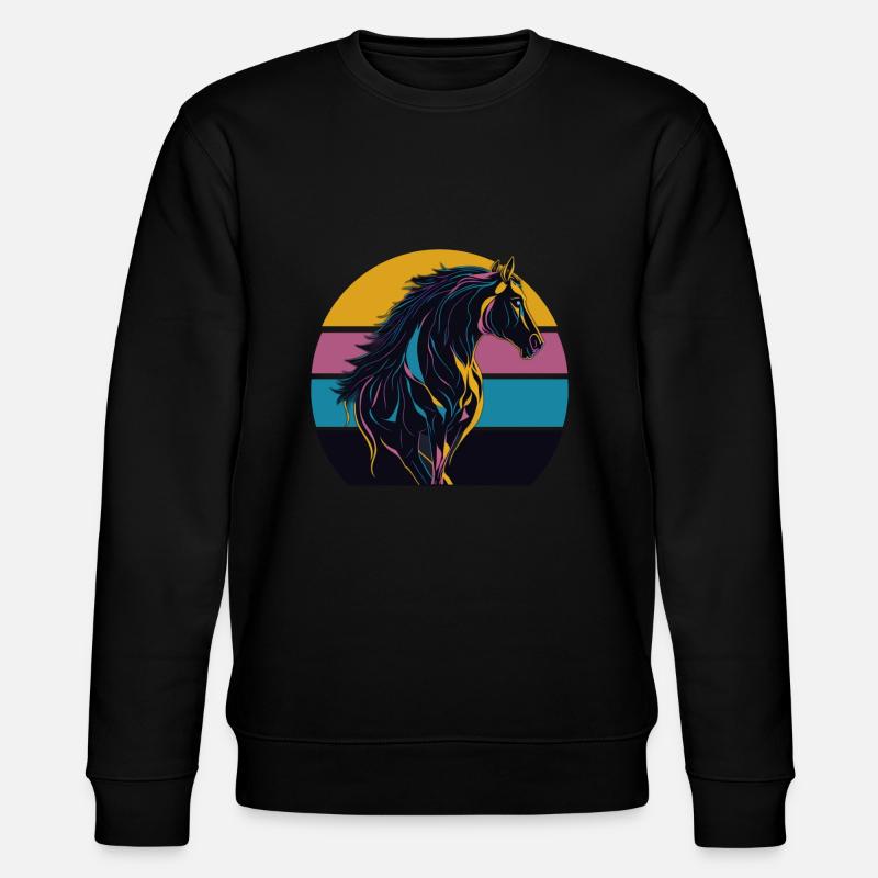 Stallion Pferd Sunset - Stanley/Stella Unisex Bio-Sweatshirt CHANGER  - Schwarz