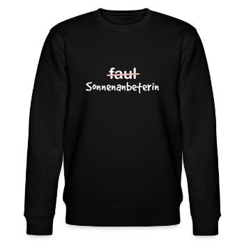Sonnenanbeterin Wortspiel Euphemismus - Stanley/Stella Unisex Bio-Sweatshirt CHANGER  - Schwarz - Vorne - Nik (191cm) & Marisol (170cm)