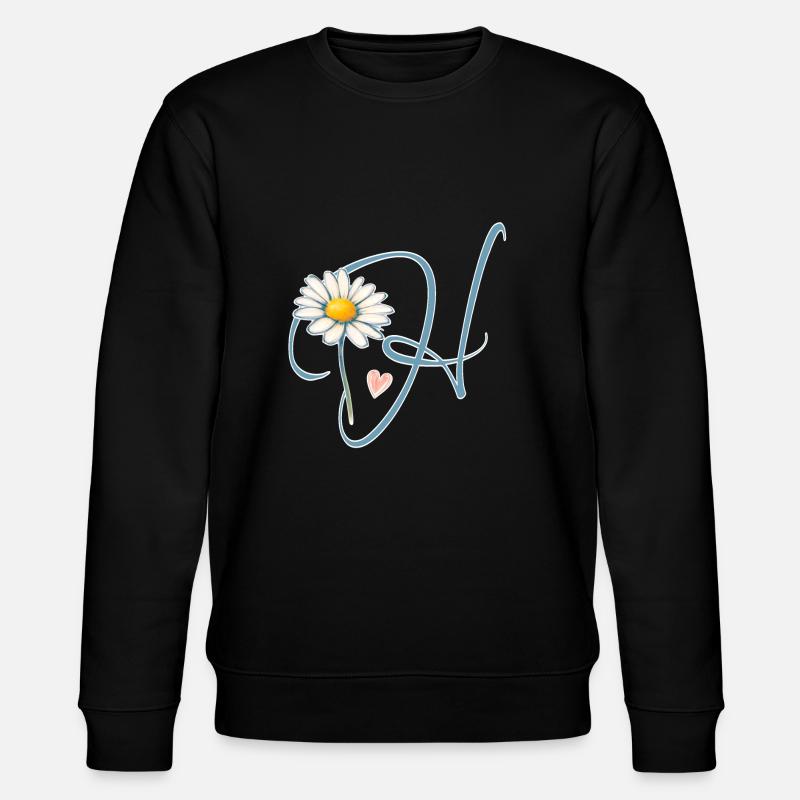 Buchstabe H Gänseblümchen Herz - Stanley/Stella Unisex Bio-Sweatshirt CHANGER - Schwarz