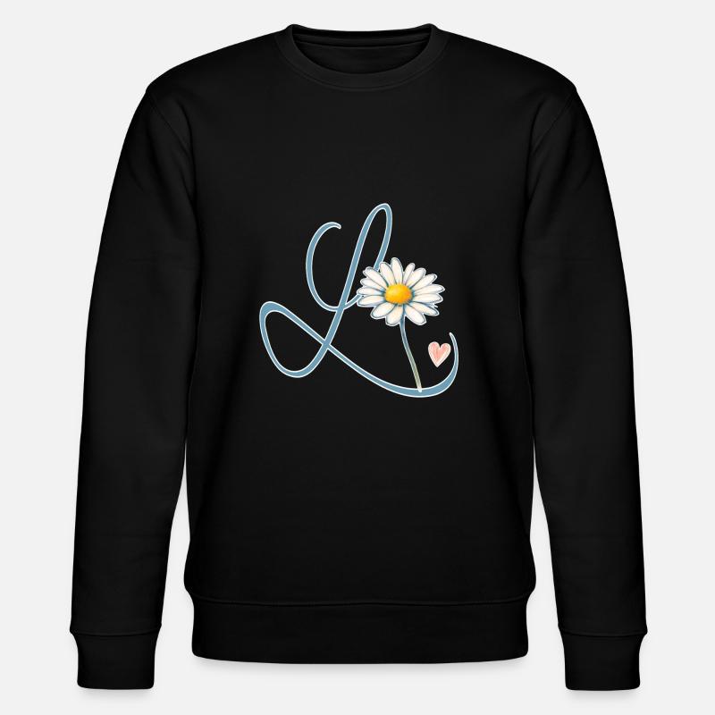 Buchstabe L Gänseblümchen Herz - Stanley/Stella Unisex Bio-Sweatshirt CHANGER  - Schwarz