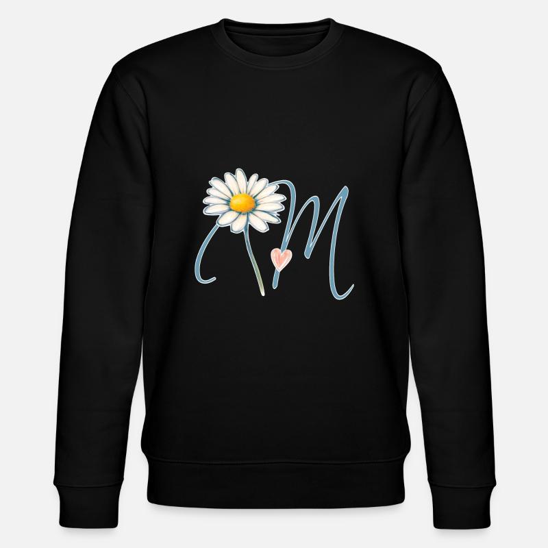 Letter M Daisy Heart - Stanley/Stella CHANGER Unisex Organic Sweatshirt - black