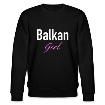 Balkan Girl Shirt, neuer Trend vom Balkan - Stanley/Stella Unisex Bio-Sweatshirt CHANGER  - Schwarz - Vorne - Nik (191cm) & Marisol (170cm)