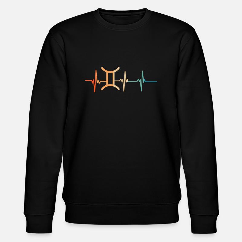 Zwillinge Sternzeichen Herzschlag - Stanley/Stella Unisex Bio-Sweatshirt CHANGER  - Schwarz