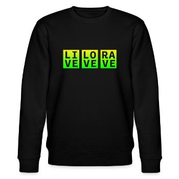 Live Love Rave Clothing EDM Music für Raver und DJ - Stanley/Stella Unisex Bio-Sweatshirt CHANGER  - Schwarz - Vorne - Nik (191cm) & Marisol (170cm)
