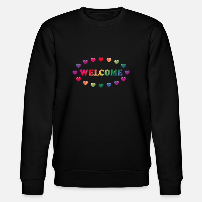 Welcome (Herzlich Willkommen) - Stanley/Stella Unisex Bio-Sweatshirt CHANGER  - Schwarz