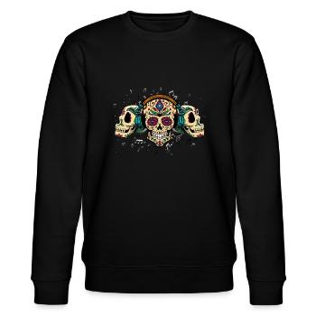 skulls calavera - Stanley/Stella Unisex Bio-Sweatshirt CHANGER  - Schwarz - Vorne - Nik (191cm) & Marisol (170cm)