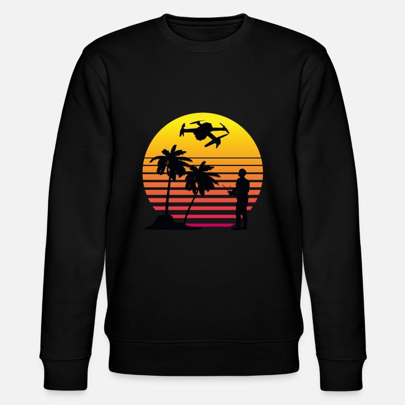 Drohne Pilot Sonne Palmen Sommer - Stanley/Stella Unisex Bio-Sweatshirt CHANGER  - Schwarz
