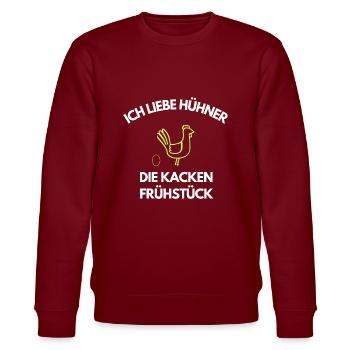 T-Shirt Ich liebe Hühner die kacken Frühstück - Stanley/Stella Unisex Bio-Sweatshirt CHANGER  - Burgunderrot - Vorne - Nik (191cm) & Marisol (170cm)