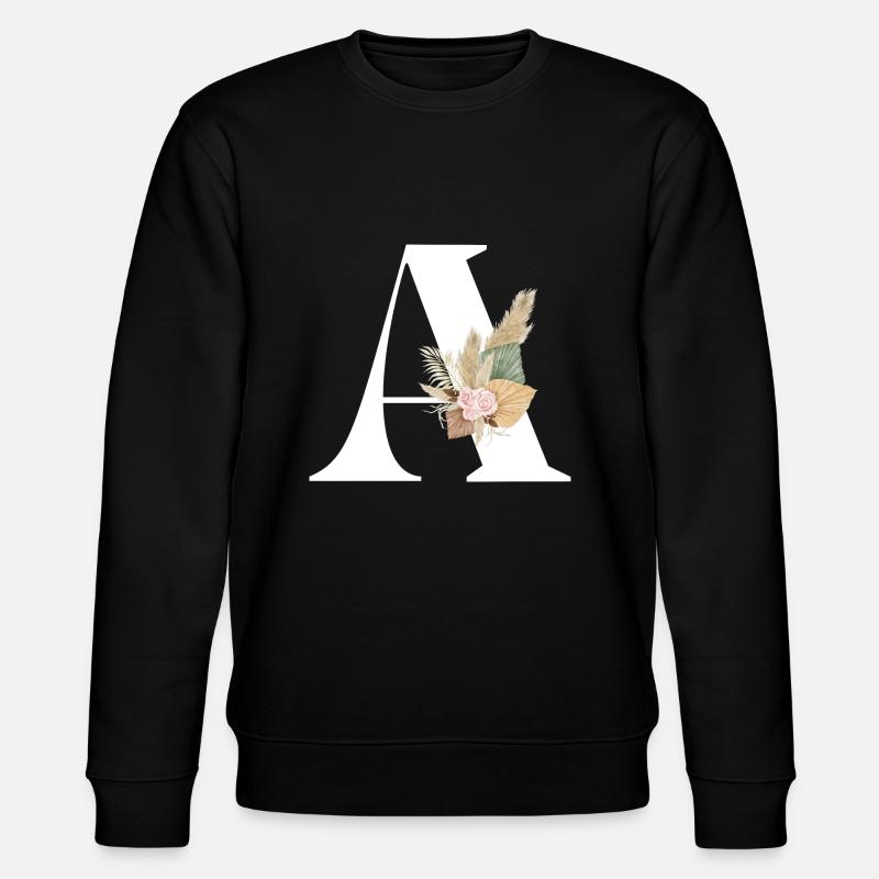 lettre A fleuris - Sweat bio CHANGER Stanley/Stella Unisexe - noir