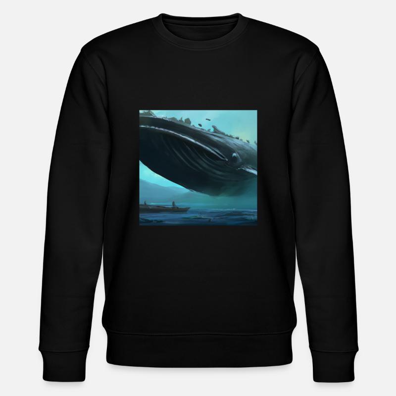 Wal schwebt am Himmel - Stanley/Stella Unisex Bio-Sweatshirt CHANGER - Schwarz