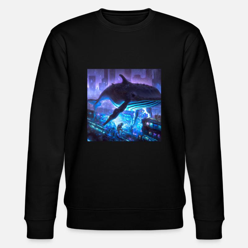 Baleine flottant dans la ville - Sweat bio CHANGER Stanley/Stella Unisexe - noir