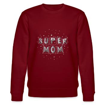 "super-mom" space-metal - Stanley/Stella Unisex Bio-Sweatshirt CHANGER  - Burgunderrot - Vorne - Nik (191cm) & Marisol (170cm)