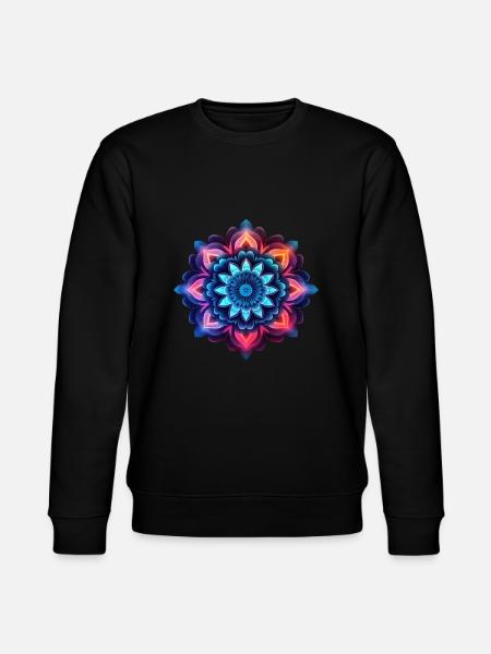 Mandala bunte Blume Neon - Stanley/Stella Unisex Bio-Sweatshirt CHANGER  - Schwarz