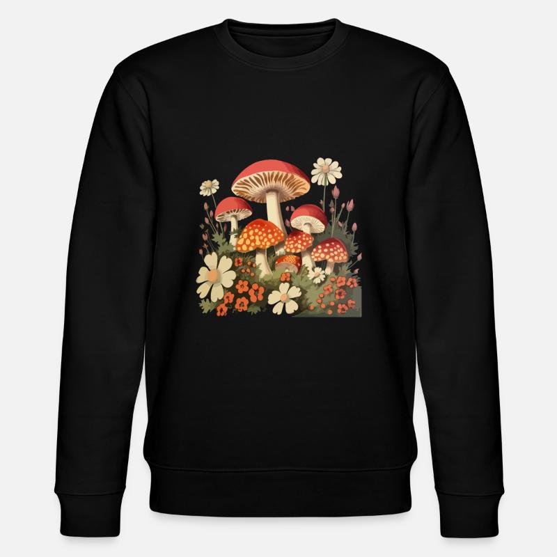 Champignons et fleurs - Sweat bio CHANGER Stanley/Stella Unisexe - noir