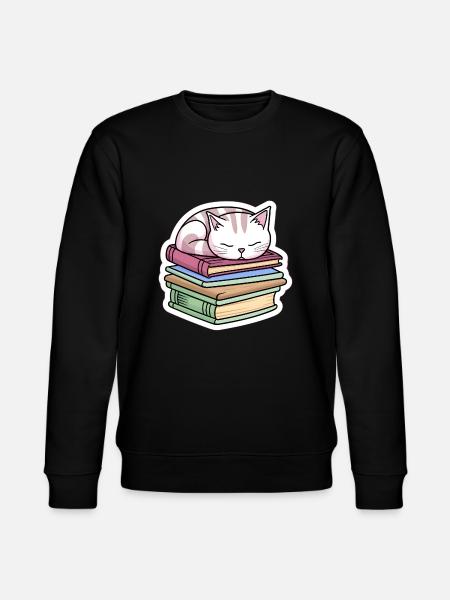 Sleeping Book Cat - Stanley/Stella CHANGER Unisex Organic Sweatshirt - black