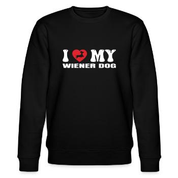 Dackel I LOVE MY WIENER DOG - Stanley/Stella Unisex Bio-Sweatshirt CHANGER  - Schwarz - Vorne - Nik (191cm) & Marisol (170cm)
