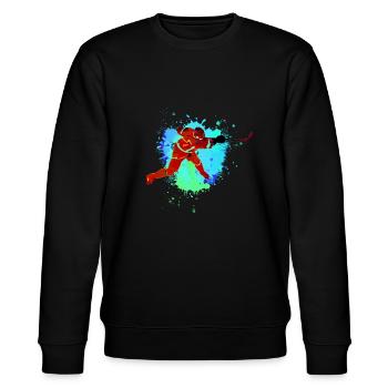 Eishockey, Hockey, Graffi, bunt - Stanley/Stella Unisex Bio-Sweatshirt CHANGER  - Schwarz - Vorne - Nik (191cm) & Marisol (170cm)