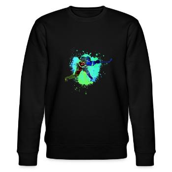 Eishockey, Hockey, Graffiti,bunt - Stanley/Stella Unisex Bio-Sweatshirt CHANGER  - Schwarz - Vorne - Nik (191cm) & Marisol (170cm)
