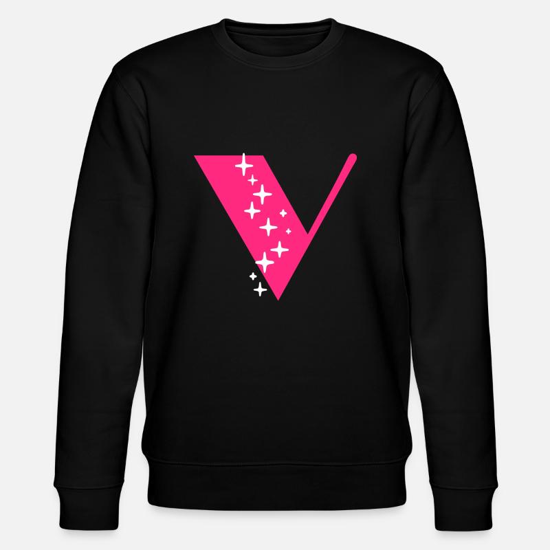 Buchstabe V Glitzer - Stanley/Stella Unisex Bio-Sweatshirt CHANGER  - Schwarz