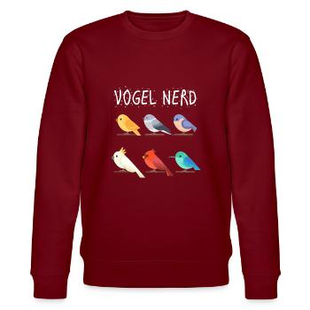 Bird nerd birds watching gift - Stanley/Stella CHANGER Unisex Organic Sweatshirt - burgundy - Front - Nik (191cm) & Marisol (170cm)