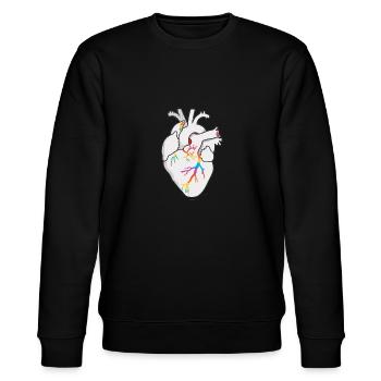 LGBT Herz Gay Pride - Stanley/Stella Unisex Bio-Sweatshirt CHANGER  - Schwarz - Vorne - Nik (191cm) & Marisol (170cm)