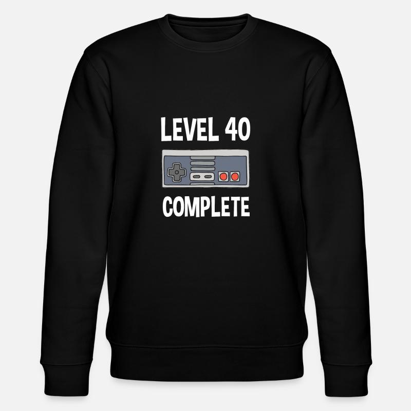 40th Birthday Level 40 Complete Gift Idea - Stanley/Stella CHANGER Unisex Organic Sweatshirt - black