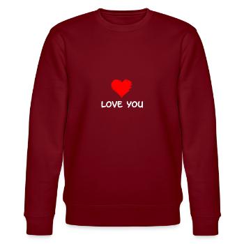 Love you - Stanley/Stella Unisex Bio-Sweatshirt CHANGER  - Burgunderrot - Vorne - Nik (191cm) & Marisol (170cm)