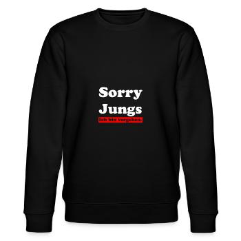 Sorry Jungs - ich bin vergeben. - Stanley/Stella Unisex Bio-Sweatshirt CHANGER  - Schwarz - Vorne - Nik (191cm) & Marisol (170cm)