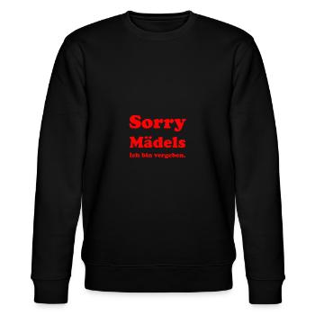Sorry Mädels - ich bin vergeben. - Stanley/Stella Unisex Bio-Sweatshirt CHANGER  - Schwarz - Vorne - Nik (191cm) & Marisol (170cm)