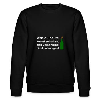 Wein Korken - Stanley/Stella Unisex Bio-Sweatshirt CHANGER  - Schwarz - Vorne - Nik (191cm) & Marisol (170cm)