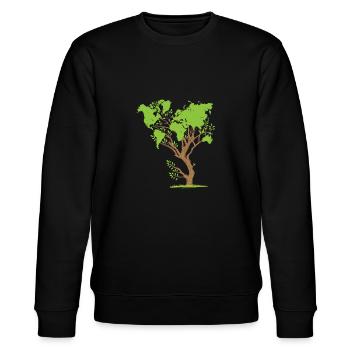 Carte du monde arbre protection du climat protection de l'environnement terre - Sweat bio CHANGER Stanley/Stella Unisexe - noir - Devant - Nik (191cm) & Marisol (170cm)