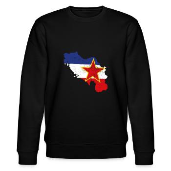 Balkan Yugoslavia Nostalgie Geschenkidee - Stanley/Stella Unisex Bio-Sweatshirt CHANGER  - Schwarz - Vorne - Nik (191cm) & Marisol (170cm)