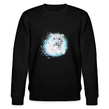 snow leopard, cat, leopard, graffiti, white, wildcat - Stanley/Stella CHANGER Unisex Organic Sweatshirt - black - Front - Nik (191cm) & Marisol (170cm)