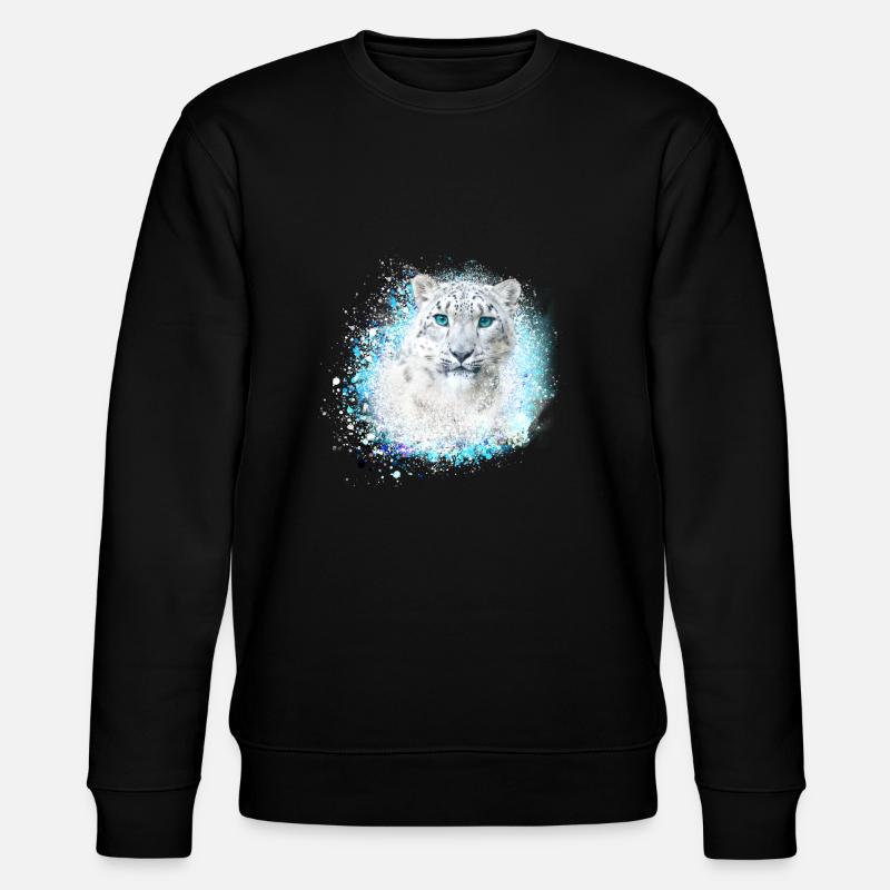 schneeleopard,katze,leopard,graffiti,weiß,wildkatz - Stanley/Stella Unisex Bio-Sweatshirt CHANGER - Schwarz