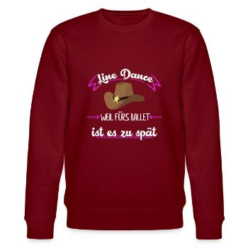 Line Dancer Geschenk T-Shirt - Stanley/Stella Unisex Bio-Sweatshirt CHANGER  - Burgunderrot - Vorne - Nik (191cm) & Marisol (170cm)