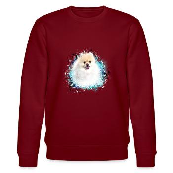 pomerian, pointed ,malteser,dog, graffiti,painting - Stanley/Stella CHANGER Unisex Organic Sweatshirt - burgundy - Front - Nik (191cm) & Marisol (170cm)