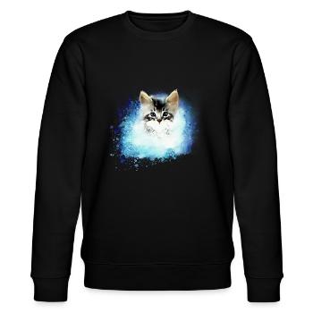 chat ,illustration ,bleu,aquarelle, chat - Sweat bio CHANGER Stanley/Stella Unisexe - noir - Devant - Nik (191cm) & Marisol (170cm)