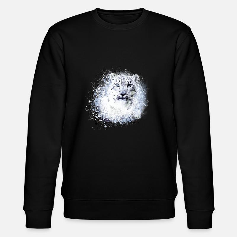 schneeleopard,katze,leopard,weiß,wildkatze - Stanley/Stella Unisex Bio-Sweatshirt CHANGER  - Schwarz