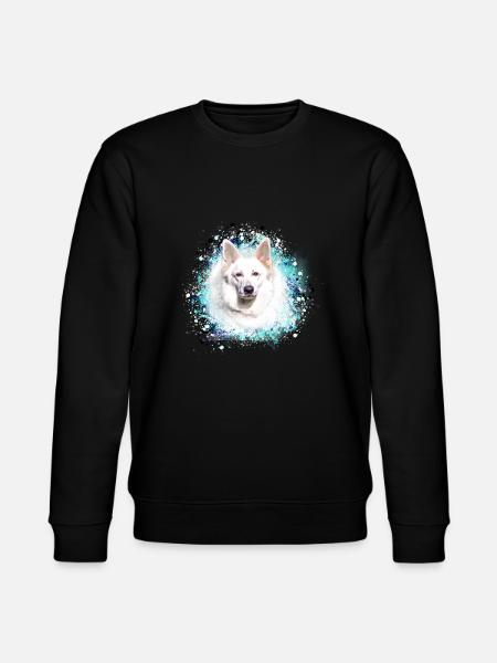weisser schäferhund,husky,schäferhund,malerei,blau - Stanley/Stella Unisex Bio-Sweatshirt CHANGER  - Schwarz
