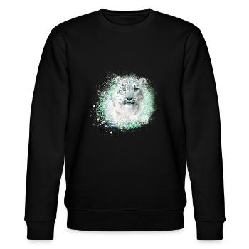 snow leopard,cat,leopard,graffiti,wildcat - Stanley/Stella CHANGER Unisex Organic Sweatshirt - black - Front - Nik (191cm) & Marisol (170cm)