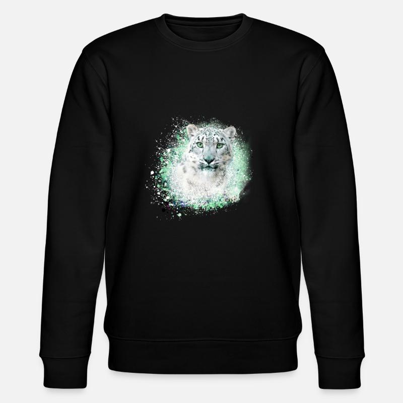 sne leopard, kat, leopard, graffiti, wildcat - Stanley/Stella økologisk unisex-sweatshirt CHANGER  - sort