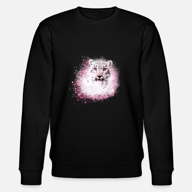 schneeleopard,katze,leopard,weiß,wildkatze - Stanley/Stella Unisex Bio-Sweatshirt CHANGER  - Schwarz