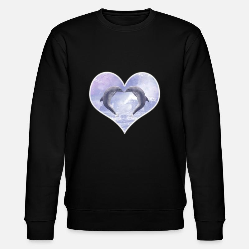Küssende Delfine - Stanley/Stella Unisex Bio-Sweatshirt CHANGER  - Schwarz