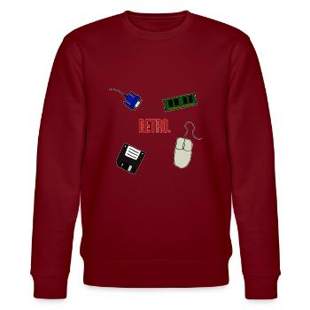 Retro Computer Lettering Statement Gift 90s - Stanley/Stella CHANGER Unisex Organic Sweatshirt - burgundy - Front - Nik (191cm) & Marisol (170cm)
