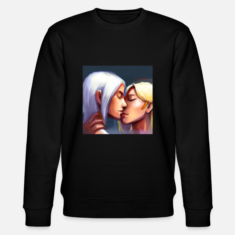 LGBT Queer Kuss 🌈🌈 - Stanley/Stella Unisex Bio-Sweatshirt CHANGER  - Schwarz