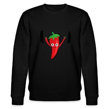 paprika,chilli,fitness,gewichte heben - Stanley/Stella Unisex Bio-Sweatshirt CHANGER  - Schwarz - Vorne - Nik (191cm) & Marisol (170cm)
