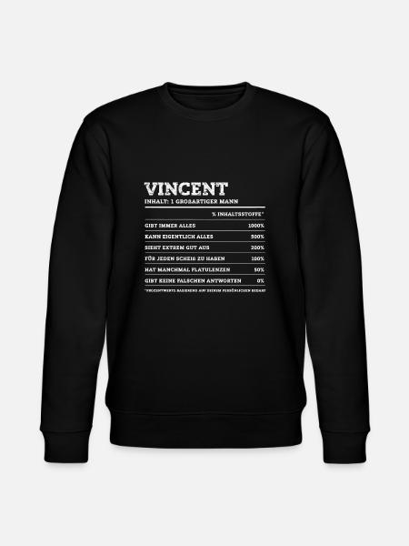 Vincent Great Man First Name - Stanley/Stella CHANGER Unisex Organic Sweatshirt - black