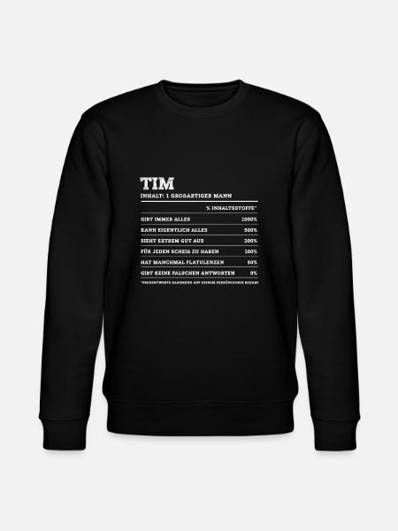 Tim Great Man First Name - Stanley/Stella CHANGER Unisex Organic Sweatshirt - black