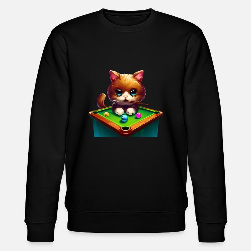 Katze am Billardtisch - Stanley/Stella Unisex Bio-Sweatshirt CHANGER  - Schwarz