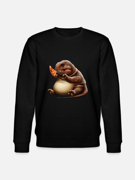 Pizza Loving Dinosaur - Stanley/Stella CHANGER Unisex Organic Sweatshirt - black